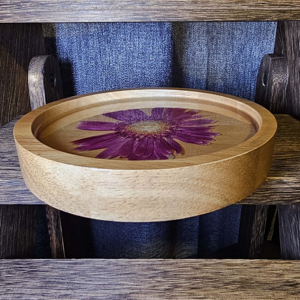 NEW Handmade Teak Wood & Resin Trinket Tray - Picture 7 of 9